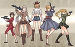  5girls america_(hetalia) axis_powers_hetalia black_eyes blonde_hair blue_eyes brown_hair china_(hetalia) france_(hetalia) genderswap glasses green_eyes multiple_girls plaid russia_(hetalia) tartan twintails united_kingdom_(hetalia) 