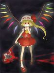  blonde_hair eeyasu flandre_scarlet hat ponytail red_eyes side_ponytail solo touhou vampire wings 