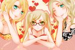  3girls america_(hetalia) aqua_eyes axis_powers_hetalia blonde_hair france_(hetalia) genderswap glasses green_eyes multiple_girls twintails united_kingdom_(hetalia) 