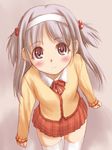  hairband long_sleeves nanako_(to_heart_2) sakaki_imasato school_uniform solo thighhighs to_heart_2 two_side_up 