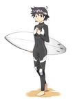  bodysuit kaka_(kirby126) saitou_nagisa shinryaku!_ikamusume short_hair solo surfboard wetsuit 