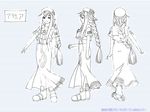  alicia_florence aria artist_request blue_background dress monochrome production_art sketch striped striped_background 