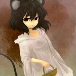  alternate_costume alternate_hair_color animal_ears bad_id bad_pixiv_id basket black_hair mouse mouse_ears mouse_tail nazrin red_eyes shimomoto short_hair sketch solo tail touhou 