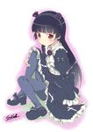  black_hair blush dress gokou_ruri gothic_lolita hairband hime_cut lolita_fashion long_hair mary_janes mole mole_under_eye ore_no_imouto_ga_konna_ni_kawaii_wake_ga_nai purple_eyes rozen5 shoes solo thighhighs 