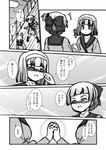  blush closed_eyes comic freckles furafura greyscale holding_hands interlocked_fingers mamiina monochrome multiple_girls open_mouth rodoreamon school_uniform simoun smile tears translation_request yuri 