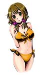  bad_id bad_pixiv_id bikini bow bow_bikini breasts brown_hair cleavage daikon_oroshi_(0505) green_eyes large_breasts long_hair original side-tie_bikini solo swimsuit twintails 