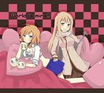  2girls :t america_(hetalia) axis_powers_hetalia blonde_hair blue_eyes canada_(hetalia) food genderswap mochi multiple_girls purple_eyes russia_(hetalia) united_kingdom_(hetalia) violet_eyes wagashi 