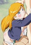  1girl 2boys ass blonde_hair blue_eyes breast_grab breasts censored cunnilingus fellatio gangbang grabbing group_sex hikawadou long_hair minerva minerva_(transformers) multiple_boys nipples open_clothes oral panties penis rape school_uniform sex skirt transformers underwear upskirt 