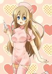  bad_id bad_pixiv_id blonde_hair blue_eyes garters hat k-on! kotobuki_tsumugi long_hair nurse nurse_cap paopao smile solo syringe thighhighs white_legwear 