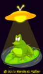  cybercorn_entropic flying_saucer frog glowing lily_pad solo ufo 