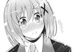  :o bad_id bad_pixiv_id blush greyscale hair_ornament hairclip heart kawakami_shuuichi lyrical_nanoha mahou_shoujo_lyrical_nanoha_strikers military military_uniform monochrome necktie open_mouth solo tsab_naval_military_uniform uniform x_hair_ornament yagami_hayate 