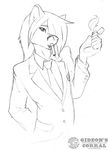  canine cigarette cox fox gideon male mammal plain_background sketch solo suit white_background 