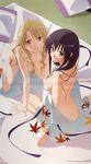  absurdres ass barefoot black_hair blonde_hair breasts brown_eyes cleavage covering covering_breasts drill_hair highres japanese_clothes kotegawa_yui long_hair long_image looking_back medium_breasts multiple_girls nipples non-web_source nude oka_yuuichi scan scan_artifacts sideboob stick_poster tall_image tenjouin_saki to_love-ru undressing yellow_eyes 