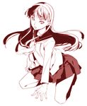  amagi_yukiko black_hair hairband long_hair monochrome persona persona_4 school_uniform seiza serafuku sitting skirt solo takase_hironori 