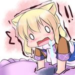  animal_ears blonde_hair cat_ears chibi extra_ears hoshizuki_(seigetsu) kemonomimi_mode mizuhashi_parsee open_mouth pillow puru-see saliva scarf solo touhou trembling 