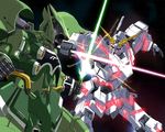  battle energy_sword glowing gundam gundam_unicorn kshatriya mecha no_humans nt-d space sword unicorn_gundam weapon 