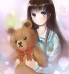  bad_id bad_pixiv_id black_hair blue_eyes highres kami-sama_no_memo-chou long_hair maigoyaki shionji_yuuko solo stuffed_animal stuffed_toy teddy_bear 