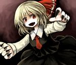  bad_id bad_pixiv_id blonde_hair dress_shirt fangs fingernails long_fingernails necktie red_eyes red_neckwear rumia sharp_fingernails shirt skirt solo touhou wasabi_karasi 