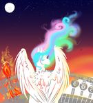  alicorn bird equine female feral friendship_is_magic hasbro horn mammal my_little_pony pegacorn philomena_(mlp) phoenix princess_celestia_(mlp) unknown_artist winged_unicorn wings 