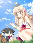  :q animal animal_on_head bad_id bad_pixiv_id banned_artist bare_shoulders blonde_hair bracelet breasts cat cat_on_head cloud day hair_ribbon jewelry lens_flare long_hair medium_breasts on_head ragnarok_online ribbon sky solo spoon suihi tongue tongue_out wanderer yellow_eyes 