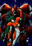  armor asa-mitz giantess green_hair helmet long_hair macross macross:_do_you_remember_love? mecha meltrandi millia_jenius pilot_suit power_armor queadluun-rau spacesuit zentradi 