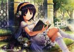  :o bad_id bad_pixiv_id bangs bobby_socks book bookmark crossed_legs dog dress fence flower forest gothic_lolita grass hair_ornament holding holding_book ironwork kankurou kneehighs light_particles lolita_fashion long_hair nature on_ground open_book original outdoors petticoat picket_fence puffy_short_sleeves puffy_sleeves purple_hair reading short_sleeves sitting socks solo sunlight tree very_long_hair white_dress white_legwear wooden_fence yellow_eyes 