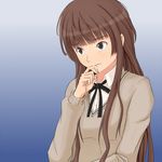  amagami biting brown_hair finger_biting gebo kamizaki_risa long_hair solo sweater 