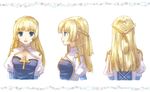  archbishop blonde_hair blue_eyes breasts character_sheet cleavage cross half_updo long_hair looking_at_viewer medium_breasts open_mouth ragnarok_online sidelocks smile upper_body yakka 