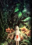  bad_id bad_pixiv_id blood cage dress fairy flower komiki2gou long_hair minigirl original plant pointy_ears purple_eyes solo white_hair wings 