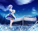  braid full_body izayoi_sakuya kisaragi_miyu knife maid short_hair silver_hair solo touhou 