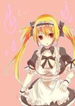  airi_(queen's_blade) alternate_hair_color artist_request blonde_hair breasts headband large_breasts maid queen's_blade red_eyes solo twintails wristband 