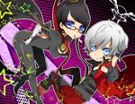  1boy 1girl bayonetta bayonetta_(character) capcom chibi dante dante_(devil_may_cry) devil_may_cry glasses nata 