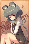  animal_ears blueberry_(5959) grey_hair jewelry mouse_ears mouse_tail nazrin pendant red_eyes short_hair solo tail touhou 
