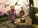  bad_id bad_pixiv_id bird cherry_blossoms kyoto maribel_hearn multiple_girls philosopher's_walk real_world_location smile tokoroten_(hmmuk) touhou usami_renko 