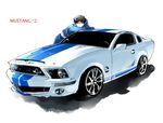  bad_id bad_pixiv_id car ford ford_mustang fullmetal_alchemist ground_vehicle left-hand_drive male_focus motor_vehicle muscle_car object_namesake pun roy_mustang solo toujou_sakana 
