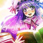  bespectacled book colorful glasses happy hat heart opengear patchouli_knowledge solo touhou 