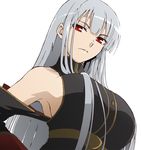  armpits bare_shoulders breasts grey_hair hand_on_hip huge_breasts kenji_t1710 long_hair military military_uniform red_eyes selvaria_bles senjou_no_valkyria senjou_no_valkyria_1 solo uniform 