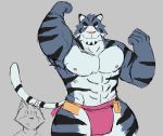  abs anthro canid canine clothing felid feline hydaus male mammal muscular muscular_male nipples pantherine pecs radcanine rou sketch smile stripes tiger underwear 