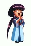  chibi japanese_clothes laughing long_hair looking_at_viewer masaki_aeka_jurai simple_background super_deformed tenchi_muyo tenchi_muyou! 