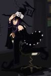  animal_ears blair cat_ears catgirl chair hat high_heels purple_hair shoes soul_eater wink witch_hat 