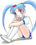  gym_uniform long_hair masaki_sasami_jurai pink_eyes shadow sitting smile tenchi_muyo tenchi_muyou! 