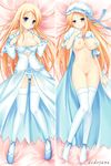  blonde_hair blue_eyes blush bow bra breasts carina_verritti character_request dakimakura dress hat large_breasts nipples panties pussy shukufuku_no_campanella source_request thighhighs uncensored underwear undressing 