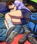  ?? backpack bag blush boots dirty_socks feet footwear pii pii_(taromura) randoseru shorts sleeping smell smelly_feet socks ã´ãƒ¼ 