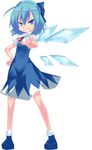  blue_dress blue_eyes blue_hair cirno dress fairy highres loli ribbon touhou wings 