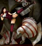  alice:_madness_returns alice_(wonderland) alice_in_wonderland alice_liddell american_mcgee&#039;s_alice american_mcgee's_alice black_hair blade blades blood boots gloves high_heel_boots high_heels highres panties shoes thighhighs underwear weapon weapons 
