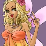  blonde_hair dragon_quest dragon_quest_ix female level-5 lowres sandy_(dq9) smile solo v wings yellow_eyes 