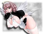  angel blush breasts chichi_kurage_ss futanari glasses halo maid maid_headdress pzkatze thighhighs wings 