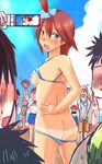  6+boys ass beach bikini blood blush breasts butt_crack camera cellphone crossover embarrassed flat_ass fuuro_(pokemon) gym_leader highres mario mario_(series) multiple_boys nintendo nipples nosebleed outdoors phone pokemon public_nudity red_hair shiki_(no-reply) sky super_mario_bros. swimsuit tan tanline tears 