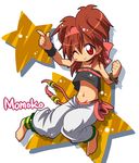  barefoot brown_hair capoeira child feet hairband highres king_of_fighters momoko momoko_(king_of_fighters) red_eyes snk solo toes 