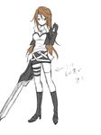  bad_id bad_pixiv_id belt black_gloves blue_eyes boots brown_hair final_fantasy final_fantasy_viii flat_color fur_collar genderswap genderswap_(mtf) gloves high_heels jewelry long_hair miniskirt necklace oshiruko_(tsume) shoes skirt solo squall_leonhart thigh_strap 